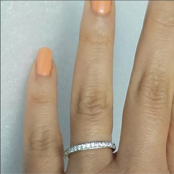 New Solid 14k Gold half Eternity Wedding Band Ring - Picture 4 of 7